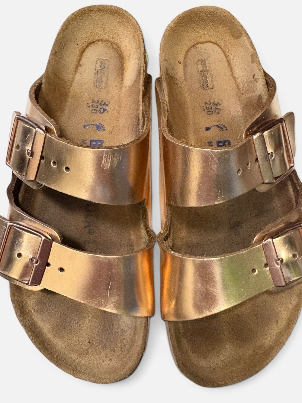Birkenstock Metallic Rose Gold Arizona Strap Sandal